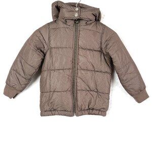 GIORDANO Polka Dot Removable Hooded Puffer Outdoor Jacket Girl 5-6 Brown